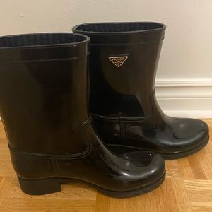 Black Prada Rain Boots